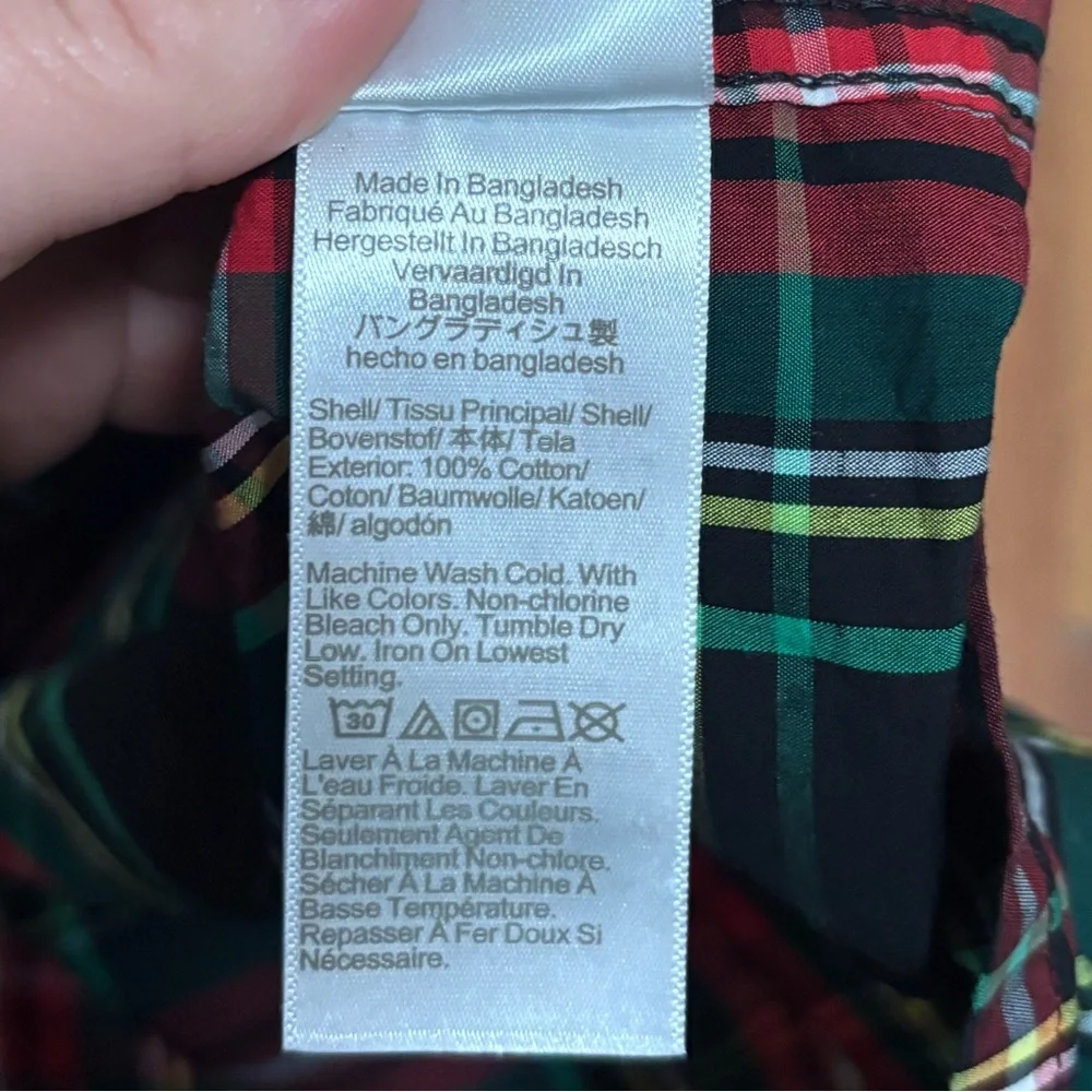 J. Crew Long-sleeve cotton poplin pajama set in black Stewart tartan